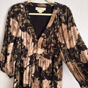 Saltwater LUXE Black and Tan Floral Dress